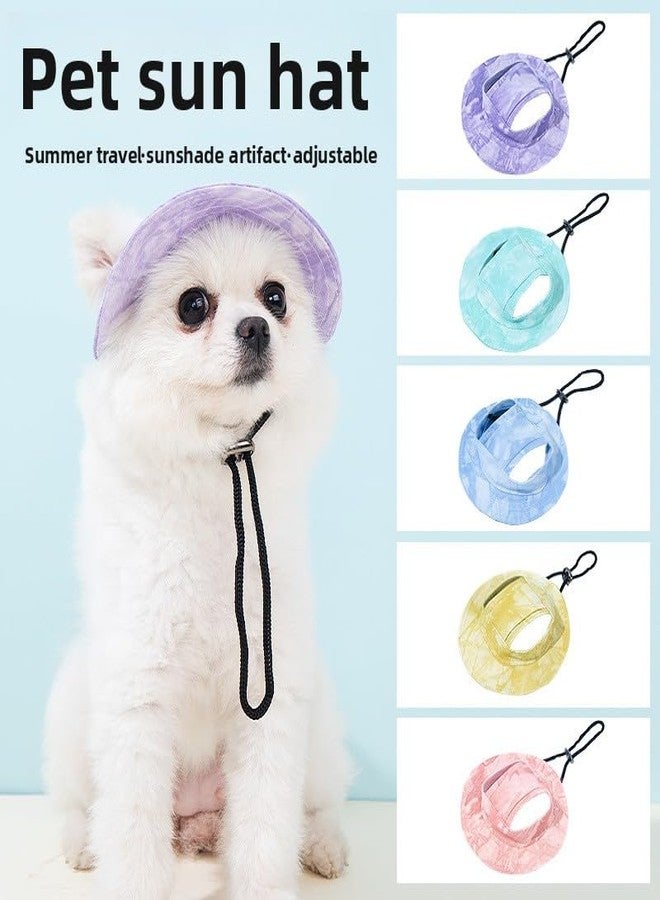 Maruomiki Dog Cat Sunshade Anti-strangle Hat Exposed Ears Adjustable Rope Buckle Bucket Hat Pet Supplies (S,Blue) - Image 2